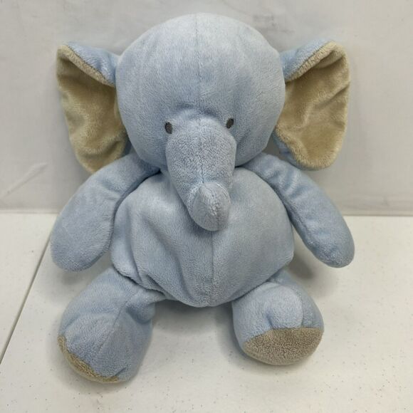 Carters Blue Elephant Stuffed Animal Plush Beanie Bottom 9 Inch Embroidered Eyes - Picture 2 of 7